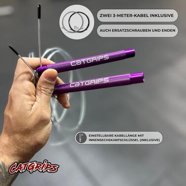 Стрибкове канат Crossfit CATGRIPS Springseil – Алюмінієва ручка, регульоване сталеве канат з підшипниками, легке професійне сеанс для залу та боксу, з сумкою та запасними частинами (Чорний)