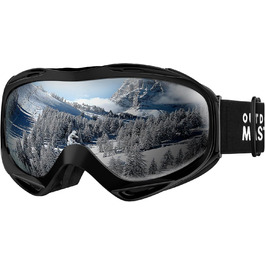 OutdoorMaster Скі-маска унісекс OTG для жінок та чоловіків, сноуборд маска, скі-окуляри з 100% UV-захистом, для носіїв окулярів, антитуманна, чорний каркас