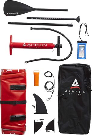 Надувний SUP-борд SENA AIRFUN, 305x76x15 см, 10.0', вантажопідйомність 150 кг, Комплект Stand UP Paddle Board, iSUP, червоний