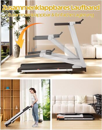 Lacuffy Біговий доріжка для дому, складаний, Walking Pad з нахилом 6%, велика площа бігового полотна 112 * 42 см, вантажопідйомність 158 кг, для високих людей, срібно-чорний колір
