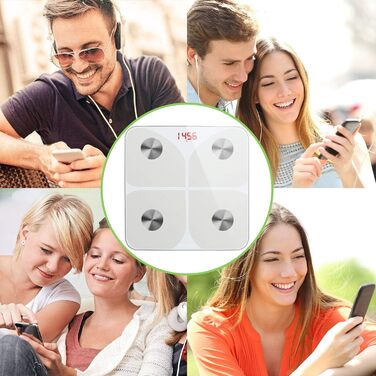 Інтелектуальна вага для вимірювання жиру та BMI з Bluetooth, 180 кг, 30x30 см