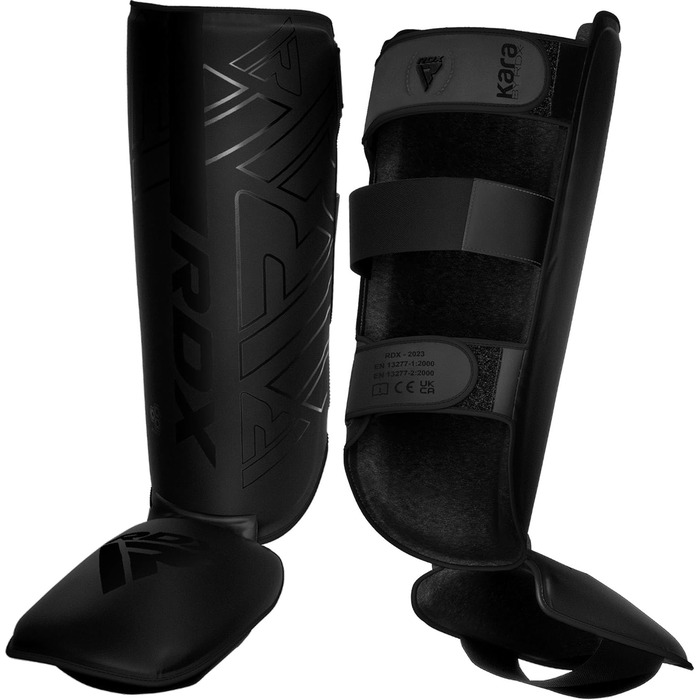 Захисні щитки для гомілки RDX Kara з Maya Hide для муай-тай, кікбоксингу, MMA, карате, BJJ, крав-мага, спарингів, з захистом стопи, шкіряні