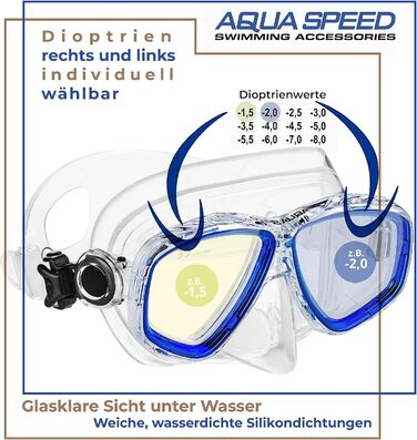 Плавальна маска Aqua Speed OPTIC PRO 11 з корекцією зору – оптичні та звичайні лінзи для підводного плавання