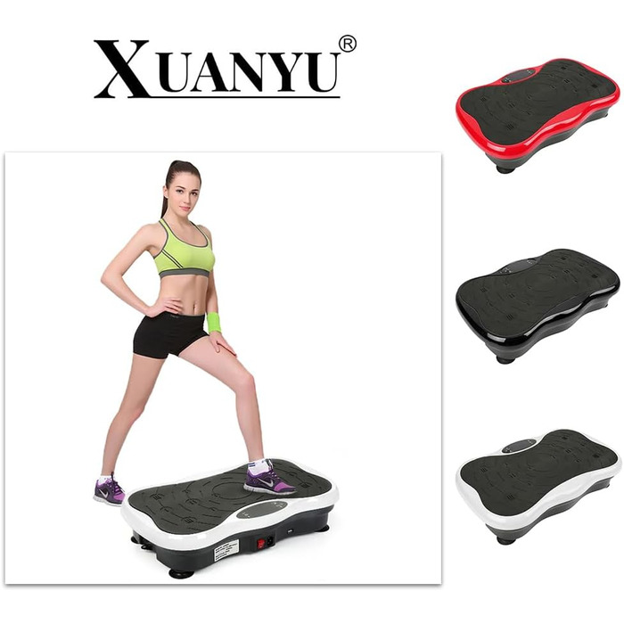 Вібраційна платформа для фітнесу з LCD, Bluetooth та USB – Power Plate для всього тіла, схуднення та нарощування м'язів, домашні тренування з пультом дистанційного керування (Чорний/Білий)