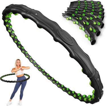 Обруч Hop-Sport Hula Hoop для дорослих, 64 масажні виступи, 8 секцій, 98 см – масажний хулахуп для схуднення та тренування пресу