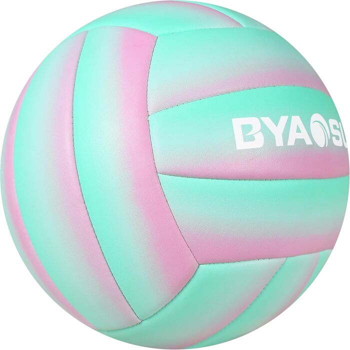 Волейбольний м'яч BYAOSUN для пляжу та залу, розмір 5, для початківців, підлітків та дорослих (зелений, рожевий)