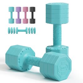 Набір гантелей Yoleo регульовані 2/4 шт. для дому, 2 кг, 3 кг, 4 кг, 5 кг, з м'яким TPU-покриттям, для тренувань всього тіла (блакитні)