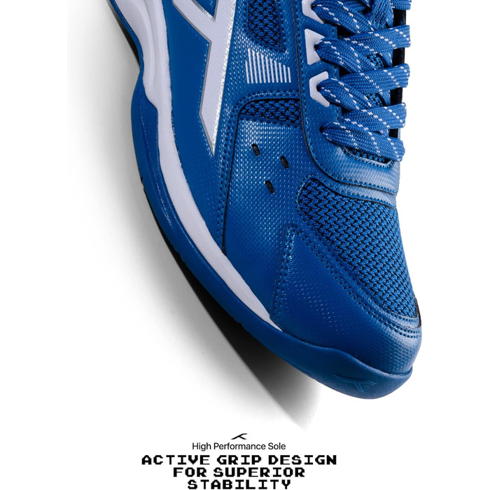 Професійне бадмінтонне взуття HUNDRED Raze для дітей/юніорів | Матеріал верху: поліестер, підошва: гума | Підходить для залу, тенісу/сквошу (37 EU, Blue White)