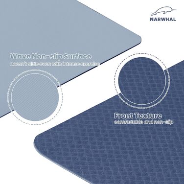 Килимок для йоги Narwhal XXL, TPE, 190x80 см, антиковзаюча, спортивний, тренувальний, для фітнесу, зелено-чорний