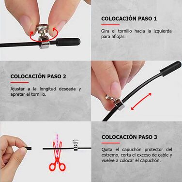 Скакалка для кросфіту RL Grips® з алюмінієвого сплаву з неслизькою ручкою - Скакалка з тросом 2 мм - Скакалка для кардіо, фітнесу, тренажерного залу, чорна (скакалка + запасні частини)