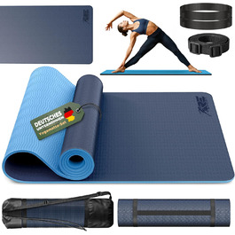 Йога мат RE:SPORT без фталатів, 183x61x0.6 см, Navy/Light Blue