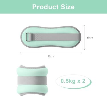Ваги для ніг та рук, манжети для щиколоток та зап'ясть, 0,5 кг, синій, для пілатесу, йоги, ходьби, бігу, аеробіки (2 шт.)