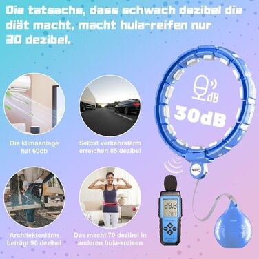 Розумний обважнений хулахуп Cozylady для дорослих і початківців, фітнес-обруч Infinity з м'ячем, безшумний, для схуднення, 124 см, синій