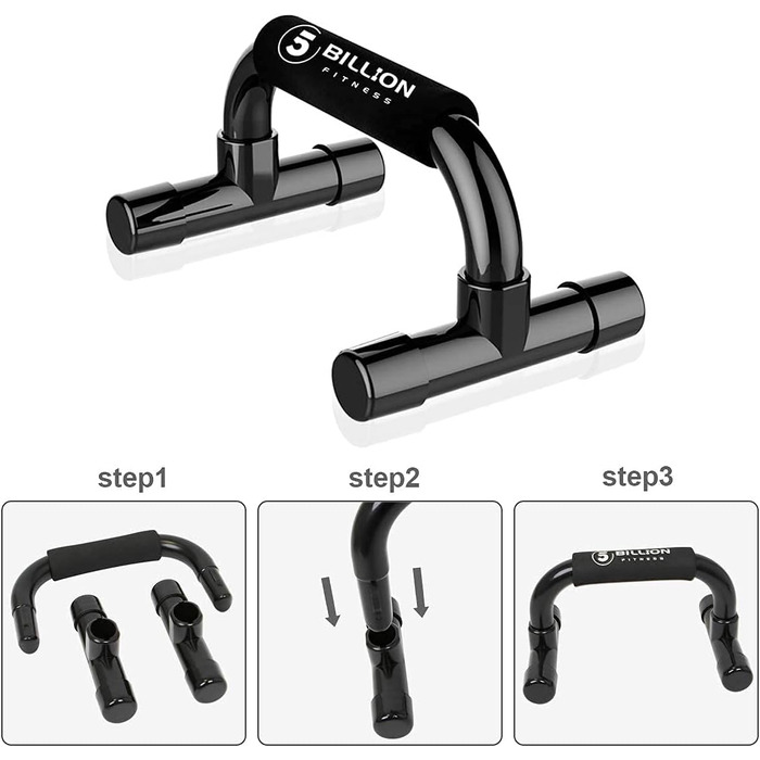 Набір для віджимань 5BILLION Liegestützgriffe - тренажер для дому, підтримка для віджимань, піна, чорний