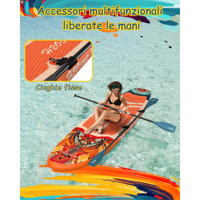 Надувний SUP-борд H2OSUP Stand Up Paddling Board - широка дошка для паділбордингу з преміум аксесуарами, стабільна для будь-якого рівня підготовки (Помаранчевий)