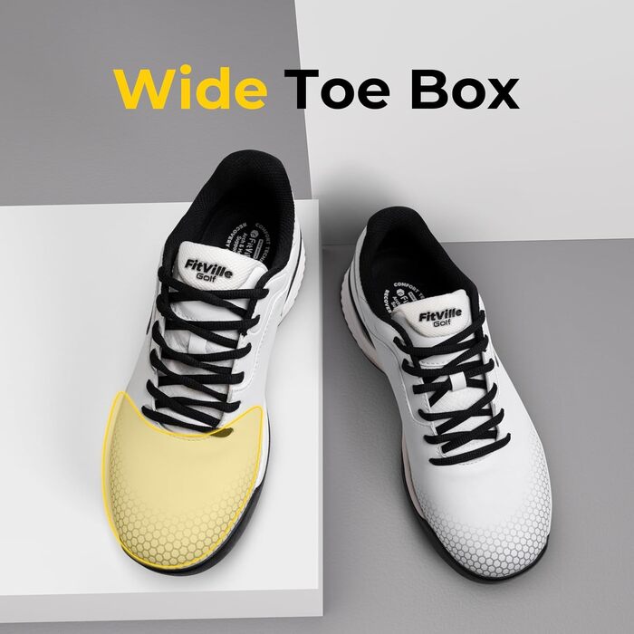 Гольф-взуття FitVille для чоловіків з широкою стопою, сірі та білі, розмір 40-49, X-широкі, дихаючі, на шнурівці