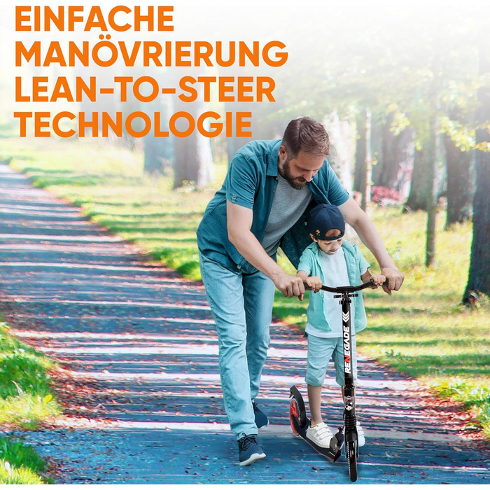 Дитячий ролер Hurtle Roller Kinder 10, складний, регульована висота 84-98 см, для дітей та дорослих, з підставкою, ремінь для перенесення, до 100 кг (чорний)