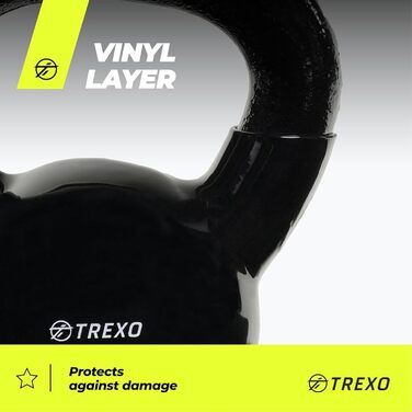 Гиря чавунна TREXO з вініловим покриттям 6 кг для фітнесу та тренувань вдома і в залі