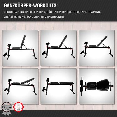 Гантельний лавка Ultrasport, багатофункціональний, складаний, для пресу та віджимань, 18 положень, до 500 кг, з еластичними стрічками
