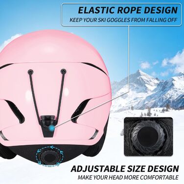 Шкільний шолом для сноуборду та лиж DXH811 з маскою та змінними навушниками, унісекс, захист від УФ, регульований, матовий рожевий (L)