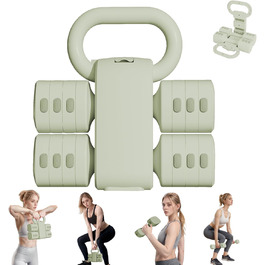 Регульований набір гантелей з кулькою, 4 в 1 (2,5 кг, 3,5 кг, 4,5 кг, 5,5 кг) для жінок, набір гантелей 2 шт. для домашнього спортзалу, фітнес, тренування, зелений