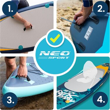 Надувний SUP Neo-Sport Stand Up Paddle Board 10.6 (320 см) з аксесуарами: насос, весло, leash, рюкзак (блакитний та сірий)