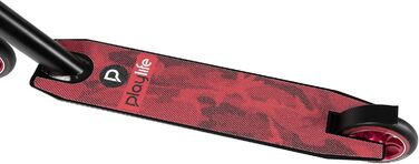 Трюковий самокат Playlife Push для початківців і профі, 110 мм поліуретанові колеса, підшипники ABEC7, ідеально для трюків, чорний/червоний