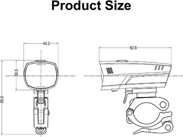 Велофара Windmeile: комплект передньої та задньої велофари з USB, LED OSRAM, 35 Lux, IPX5, сертифікат StVZO, для електровелосипедів та педал-електровелосипедів