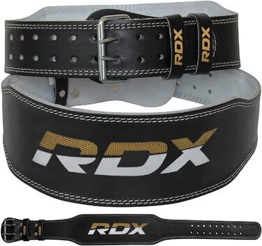 Гірчичний пояс для важкої атлетики RDX Leder 4' - чорний/золотий, розмір L