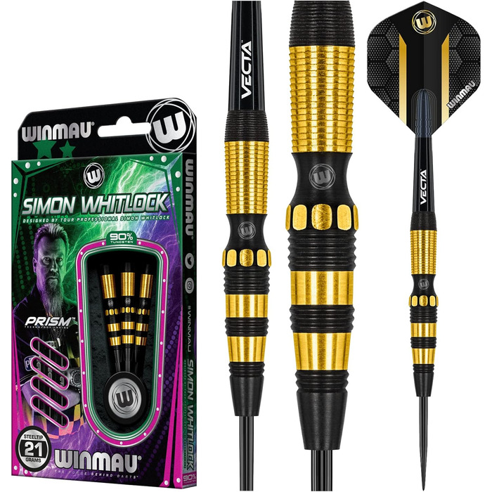 WINMAU Simon Whitlock Dynamic Special Edition 21 г Професійні вольфрамові дротики з крилами та стрижнями