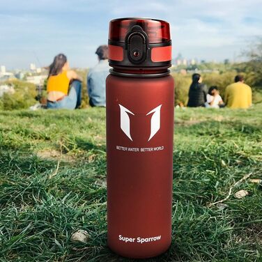 Фляга для води Super Sparrow Tritan - 350мл, 500мл, 750мл, 1000мл - Без BPA - Спортивна, для велосипеда, фітнесу, універу, на природі - Легка, екологічна, червона (Imperial Red)