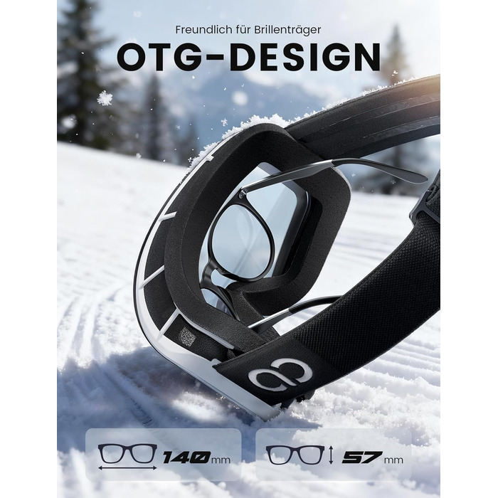 Ламікалл Скі-маска для жінок та чоловіків, сноуборд маска OTG - антизапітніння, дзеркальна, для носіння з окулярами, захист від ультрафіолету UV400, захист від відблисків, білий/срібний каркас (VLT: 8%)