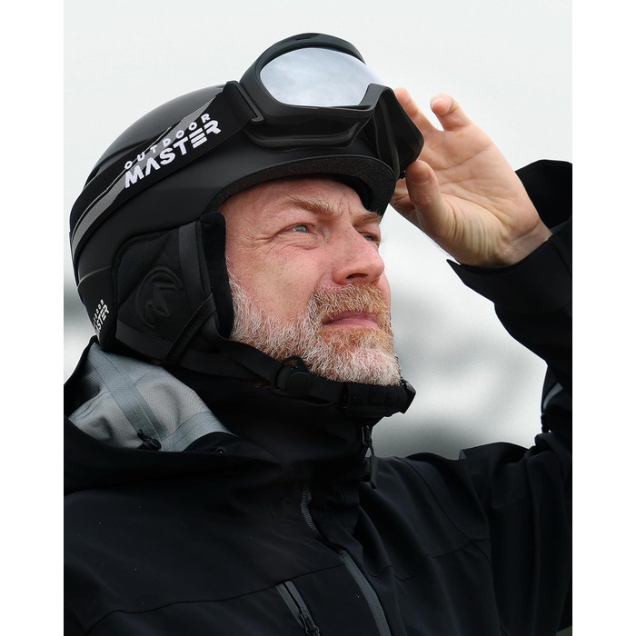 Шолом OutdoorMaster для гірськолижного спорту та сноубордингу з маскою - чорний мат, розмір M (56-58 см)