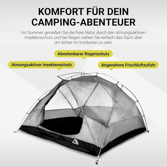 Намет MSPORTS Campingzelt Professional для 3 осіб, сріблястий, водонепроникний, вітростійкий, купольний (237x134 см)