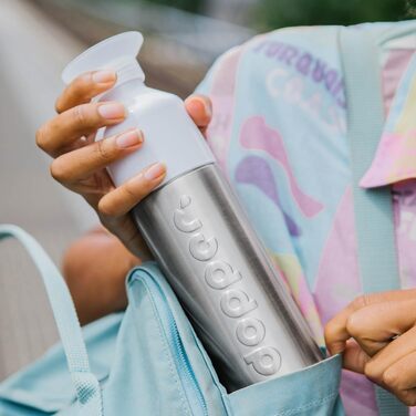 Сталева пляшка для води Dopper 450 мл, сіра — герметична спортивна фляга з нержавіючої сталі 18/8, без BPA, для спорту, офісу та активного відпочинку