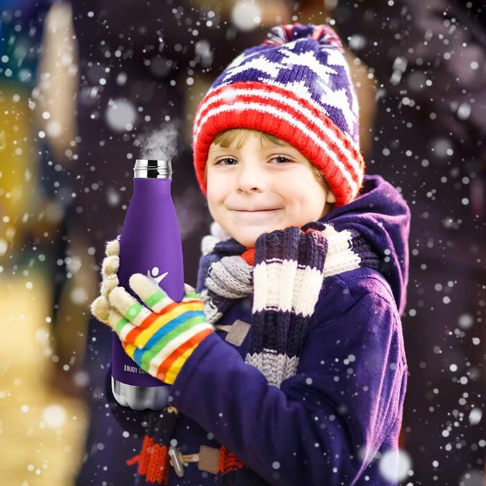 Термос-пляшка KollyKolla з нержавіючої сталі 500мл/750мл/1л, без витоку, ізольована, для дітей, спорту, школи, фітнесу, відпочинку на природі, кемпінгу (500 мл, нова | Темно-фіолетовий)