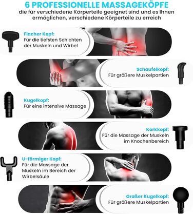 Масажер Extralink Massage Gun Lite: 6 насадок, 3200 об/хв, USB-C, для шиї та м'язів