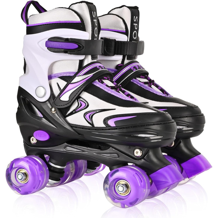 Роликові ковзани дитячі регульовані Duzskj для хлопчиків та дівчаток, фіолетові, 4 розміри