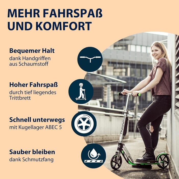Самокат HUDORA BigWheel 205 алюмінієвий, складаний, регульований, для дітей та дорослих, до 100 кг