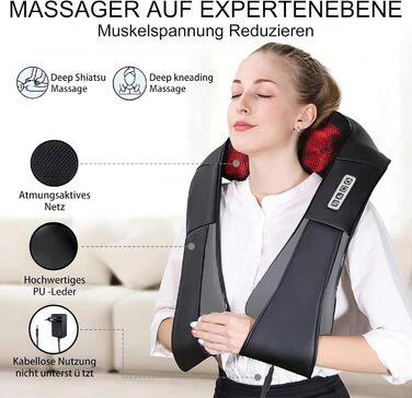 Масажер для шиї iKristin Shiatsu з підігрівом 3D, для зняття болю в шиї, спині, попереку. Сірий колір