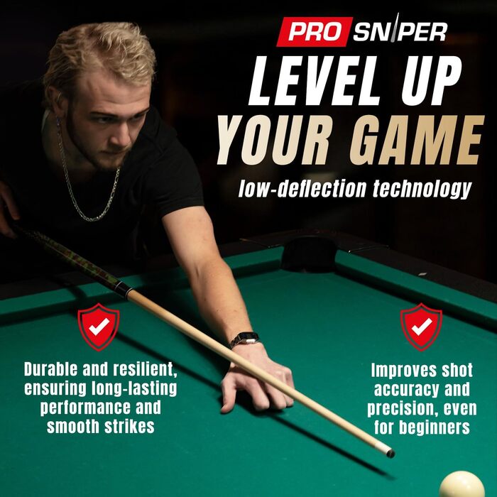 Набір біліардних київ преміум-класу (4 шт.) | 147 см, 539 г канадський клен | Низький відгін, 4 крейди | Для дому та барів