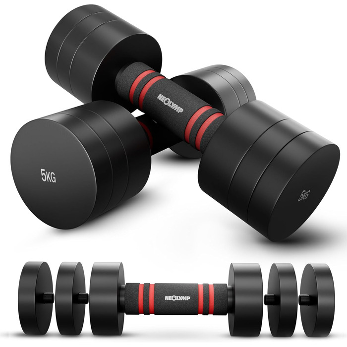 Набір гантелей Neolymp 2шт, регульовані 1,75-10 кг – сталеві гантелі, компактний набір, пінопластова ручка, чорний хром, 2 x 1,75 - 5 KG
