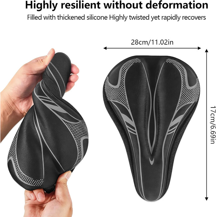 Покриття для велосипедного сидіння AUVSTAR з гелевою вставкою, дихаюче, преміум-якість, підходить для гірського велосипеда, потовщене, захист сидіння для чоловіків та жінок (сірий)