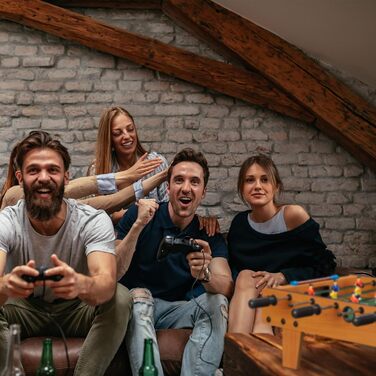 Настільний футбол Relaxdays для дітей та дорослих, дерев'яний, 69х37 см, зелено-коричневий