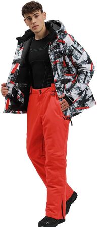 Чоловічий зимовий костюм Hotian: комплект куртки та штанів для катання на лижах, сноуборді та активного відпочинку. Розмір L, колір: червоно-білий+помаранчевий
