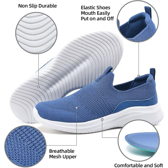 Жіночі кросівки для ходьби та тенісу TIOSEBON, дихаючі, легкі, зручні, блакитні (36 EU)