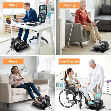 Еліптичний тренажер під стіл, міні-еліпс, електричний педальний тренажер для сидіння з пультом керування, регульована швидкість, для людей похилого віку та дорослих, срібний колір