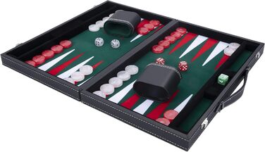 Набір для гри в нарди Engelhart PRO 45.5 см, високоякісні матеріали, перламутрові кості й фішки, зелений/червоний/білий
