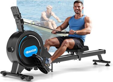 Гребний тренажер DMASUN для дому з магнітною системою опору, 16/32 рівні навантаження, LCD-дисплей, до 160 кг, чорний