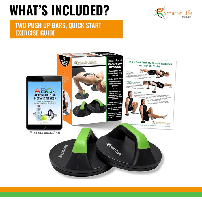 Підставки для віджимань обертаються, з неслизькою ручкою – великі ручки для максимального комфорту, 66306 – плавне обертання усуває напругу в зап'ястях – ідеально підходять для чоловіків та жінок, фітнес-тренування, P90x, Crossfit